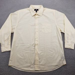 Thomas Stone Shirt Mens 2XL 18-18 1/2 34/35‎ Yellow Button Up